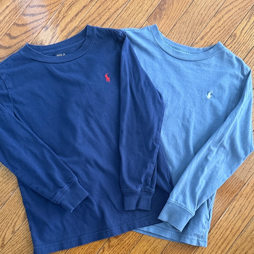 Bundle of Polo by Ralph Lauren Kids Long Sleeve Tees - Navy and Light Blue